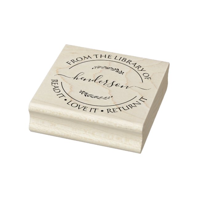 Custom Library Stamp Floral Book (Stamp)