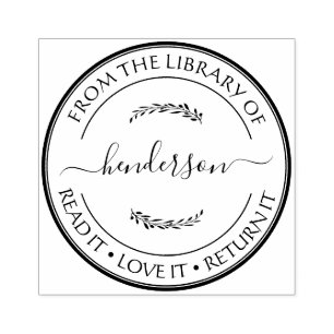 Custom Library Stamp Floral Book