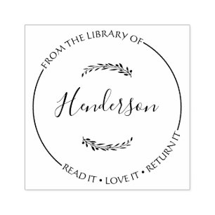 Custom Library Stamp Floral Book