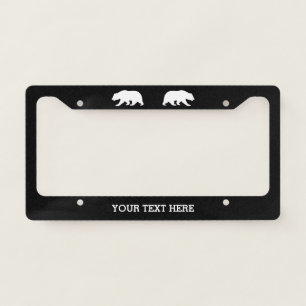Custom license plate frame with bear logo