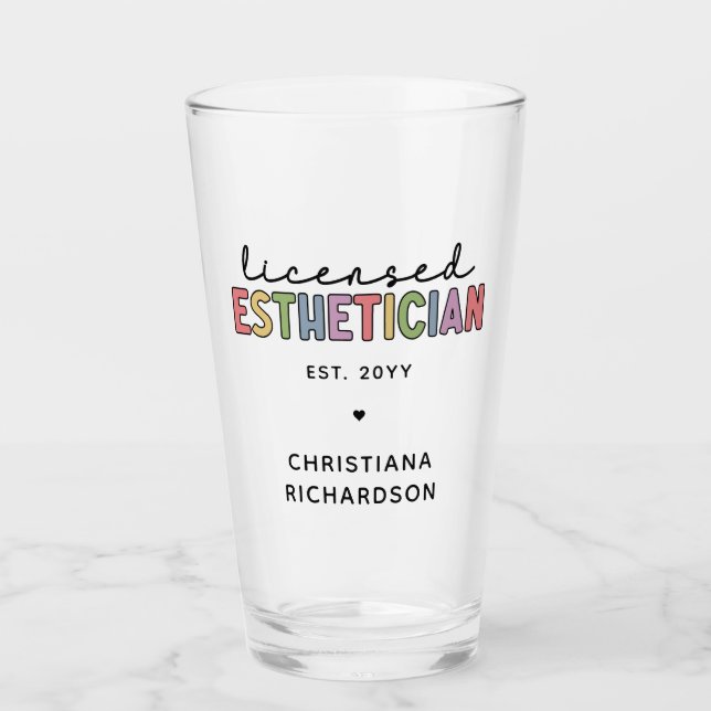 Custom Licensed Aesthetician Cosmetologist  Glass (Front)