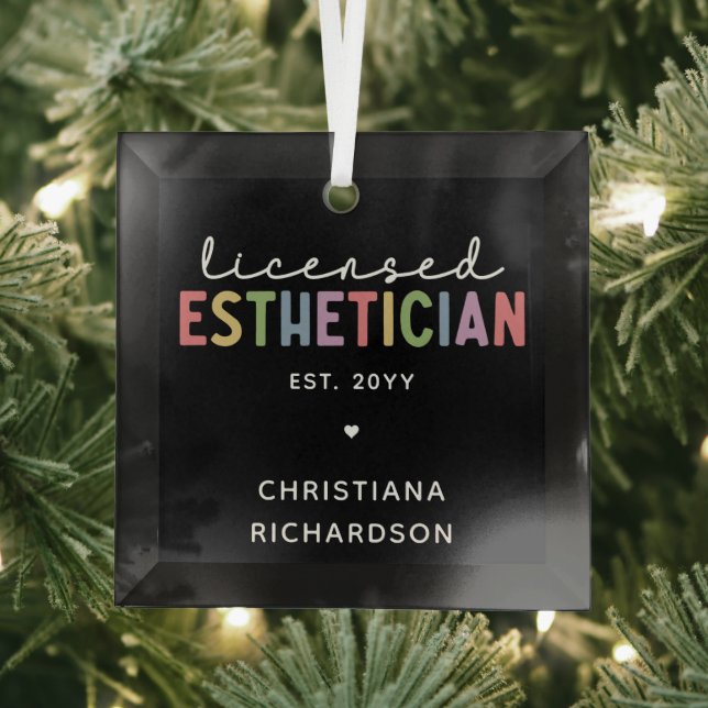 Custom Licensed Aesthetician Cosmetologist  Glass Tree Decoration (Insitu)