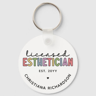 Custom Licensed Aesthetician Cosmetologist Key Ring