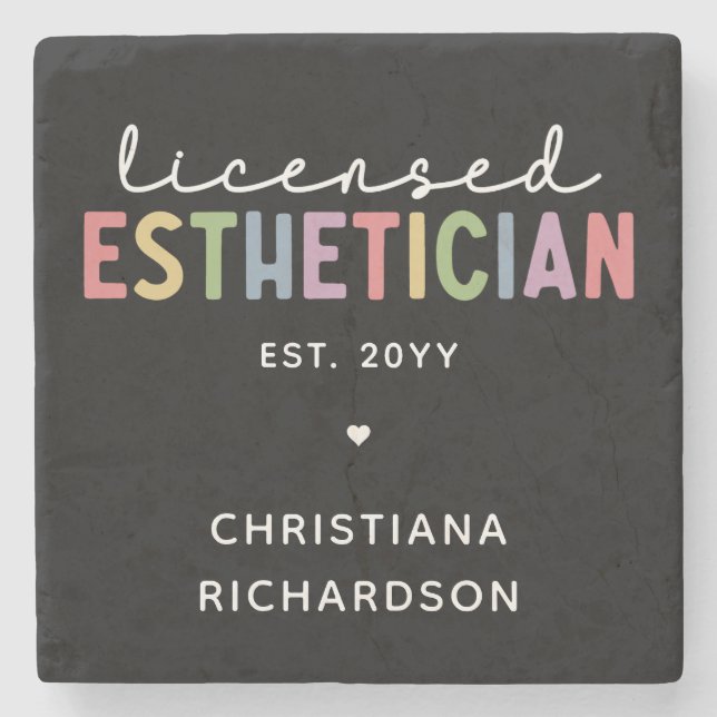 Custom Licensed Aesthetician Cosmetologist  Stone Coaster (Front)