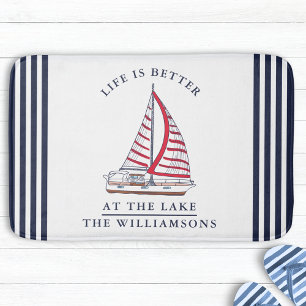 Custom Life is Better at the Lake Nautical Bath Mat