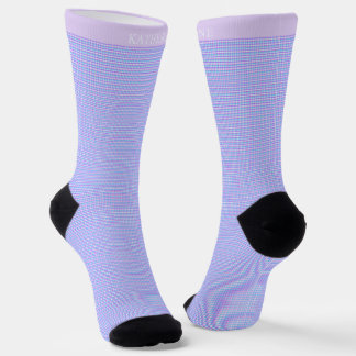 Custom Light Blue Pink Purple Checkered Pattern Socks