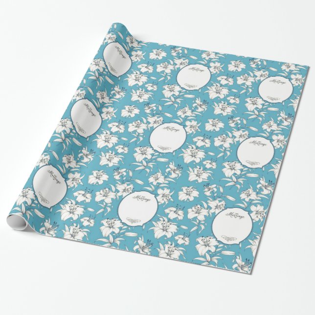 Custom Light Blue Wedding Wrapping Paper (Unrolled)