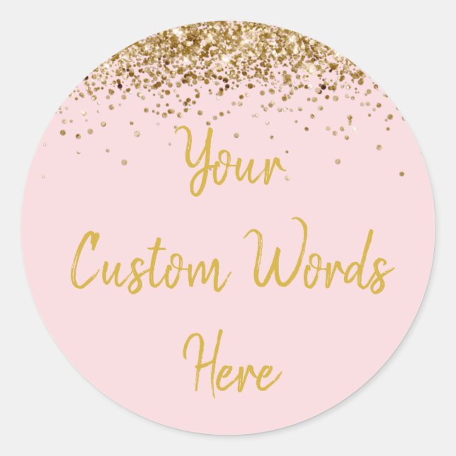 Custom Light Blush Pink Gold Birthday Party Favour Classic Round Sticker (Front)