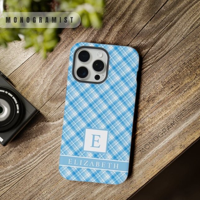 Custom Light Dark Blue Lavender Purple Chequered P iPhone Case (Custom Light Dark Blue Lavender Purple Checkered P iPhone Case)