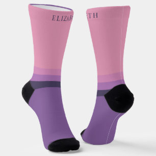 Custom Light Dark Purple Violet Colour Block Socks