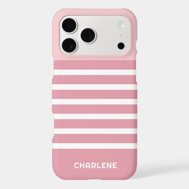 Custom Light Dusty Rose Blush Pink Stripes Pattern (Back)