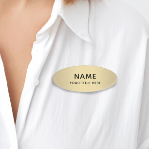 Custom Light Faux Gold Simple Modern Title Name Tag