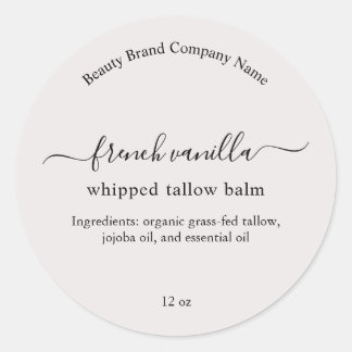 Custom Light Grey Modern Minimalist Simple Beauty Classic Round Sticker