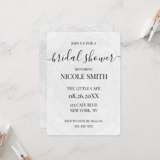 Custom Light Grey Texture Bridal Shower Invitation
