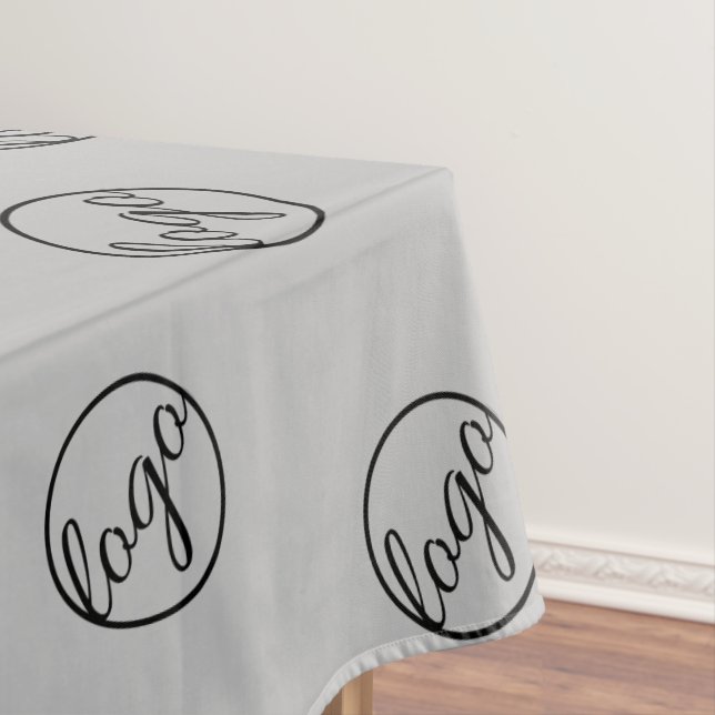 Custom Light Grey Trade Show Logo Business Tablecloth (In Situ)