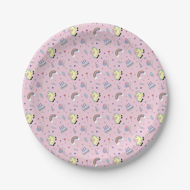 Custom Light Pink Pegasus Party Paper Plate (Front)