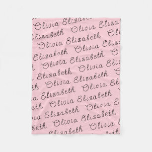 Custom Light Pink Personalised Baby Girl Gift Fleece Blanket