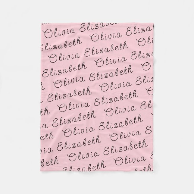 Custom Light Pink Personalised Baby Girl Gift Fleece Blanket (Front)