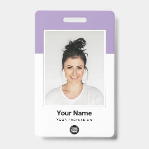Custom Light Purple Employee Large Photo Logo Name ID Badge