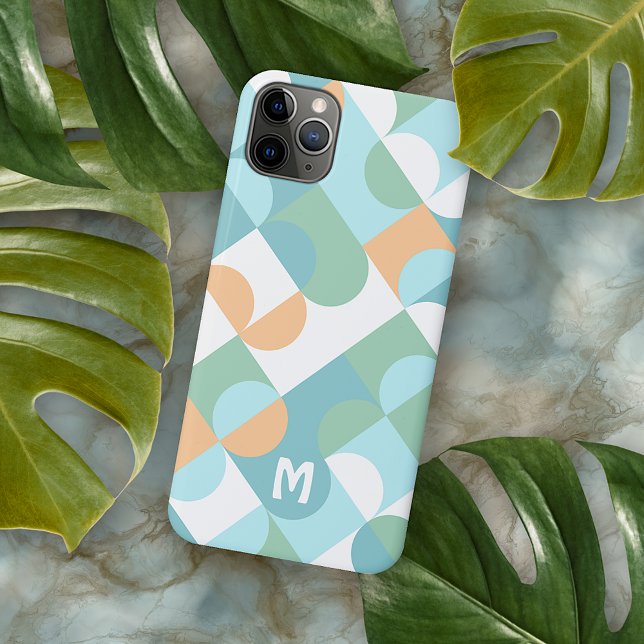 Custom Light Teal Blue Green Retro Art Pattern Case-Mate iPhone Case (Creator Uploaded)