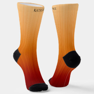 Custom Light Yellow Dark Orange Red Gradient Socks