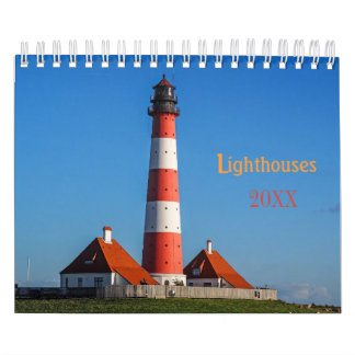 Custom Lighthouse Calendar|Editable Year Text Calendar