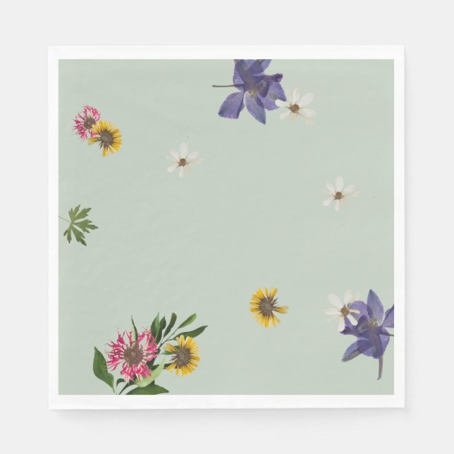 Custom Lilac Floral Sage Garden Party Napkins (Front)