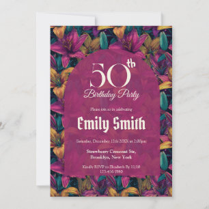 Custom Lilies Flower First Birthday Gift Invitation