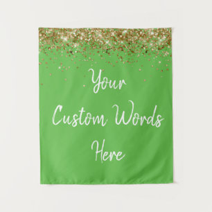 Custom Lime Green Gold Birthday Party Photo Booth Tapestry