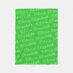 Custom Lime Green Personalised Baby Girl Gift Fleece Blanket