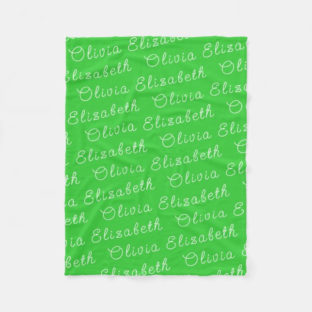 Custom Lime Green Personalised Baby Girl Gift Fleece Blanket (Front)