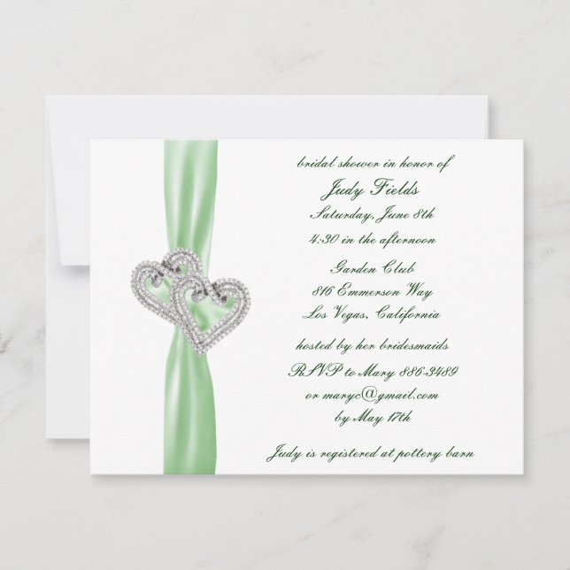 Custom Lime Hearts Bridal Shower Invitation (Front)