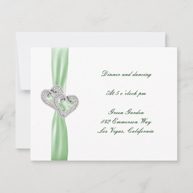 Custom Lime Hearts Reception Card (Front)