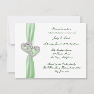 Custom Lime Hearts Rehearsal Dinner Invitation