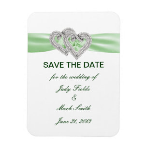 Custom Lime Hearts Save The Date Magnet