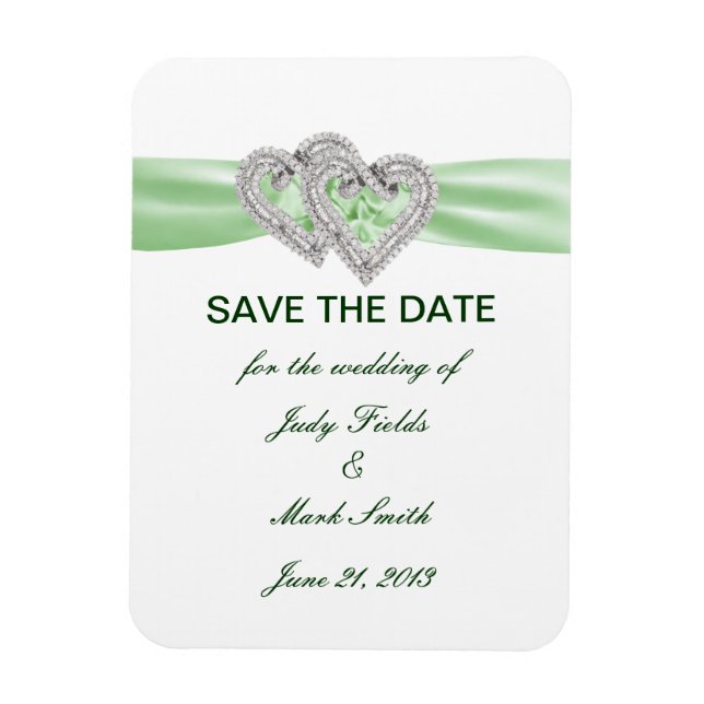 Custom Lime Hearts Save The Date Magnet (Vertical)