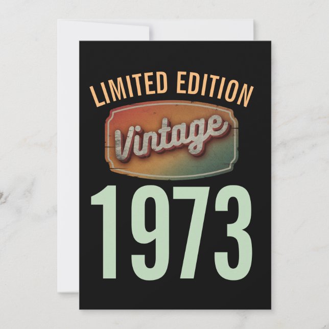 Custom Limited Edition 1973 Vintage Birthyear  Invitation (Front)