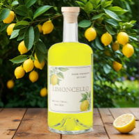 Custom Limoncello Label with Watercolor Lemons