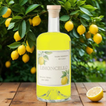Custom Limoncello Label with Watercolor Lemons