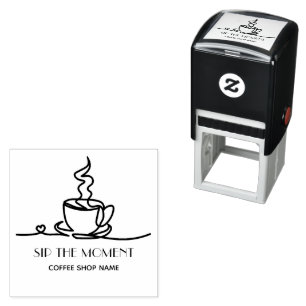 Custom Line art coffee mug Coffee shop Self-inking Stamp