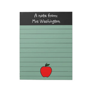 Custom Lined School Teacher's Apple Notepad Gift
