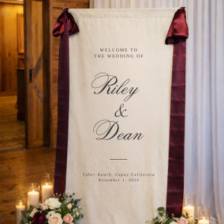 Custom Linen Wedding Sign, Fabric Wedding Sign