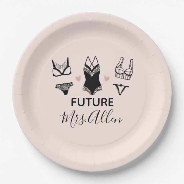 Custom Lingerie Bridal Shower Paper Plates (Front)