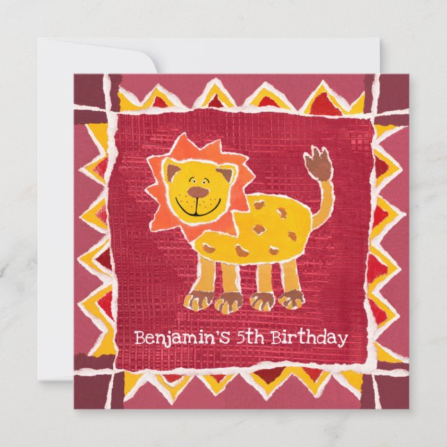Custom Lion Collage Print Birthday Invitation (Front)