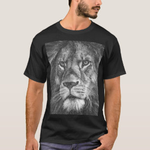 Custom Lion Face Template Mens Elegant Black T-Shirt