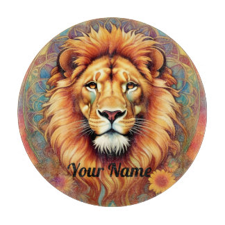 Custom Lion Glass Cutting Board
