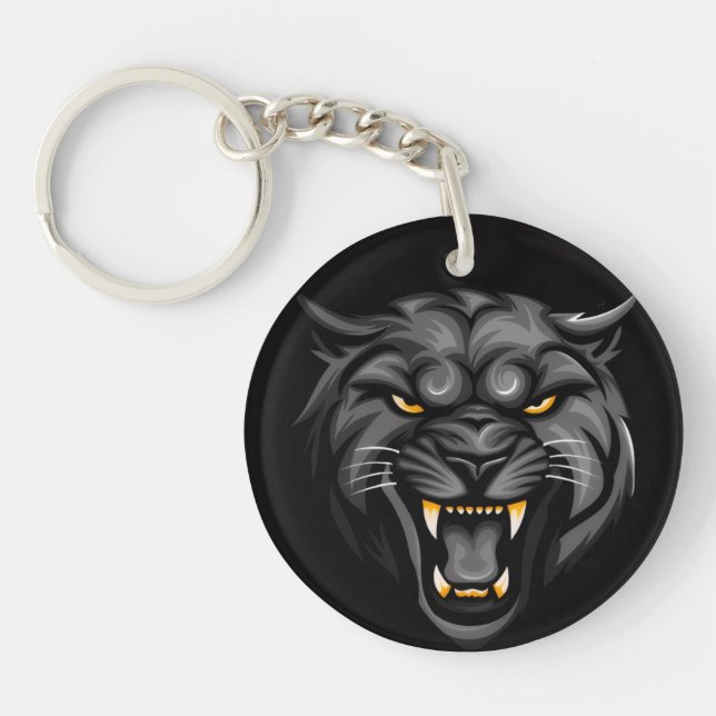Custom Lion Head Keychain – Fierce Black  (Front)