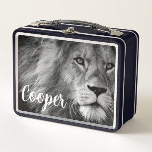 Custom Lion Personalise Name Photo Lunch Box