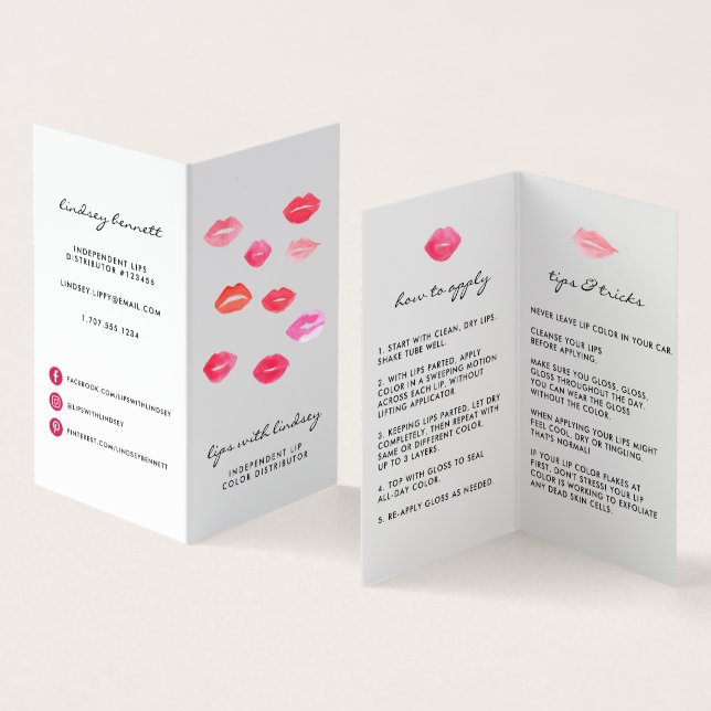 Custom Lip Product Distributor Tips & Tricks Business Card (Inside and Outside)