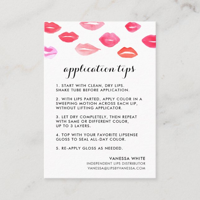 Custom Lip Product Distributor Tips & Tricks Business Card (Front)
